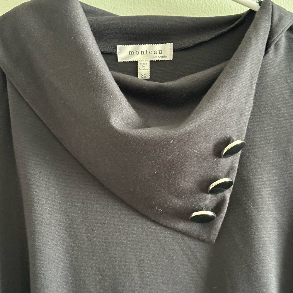 Monteau Black Asymmetrical Neck Sheath Dress - Picture 3 of 3